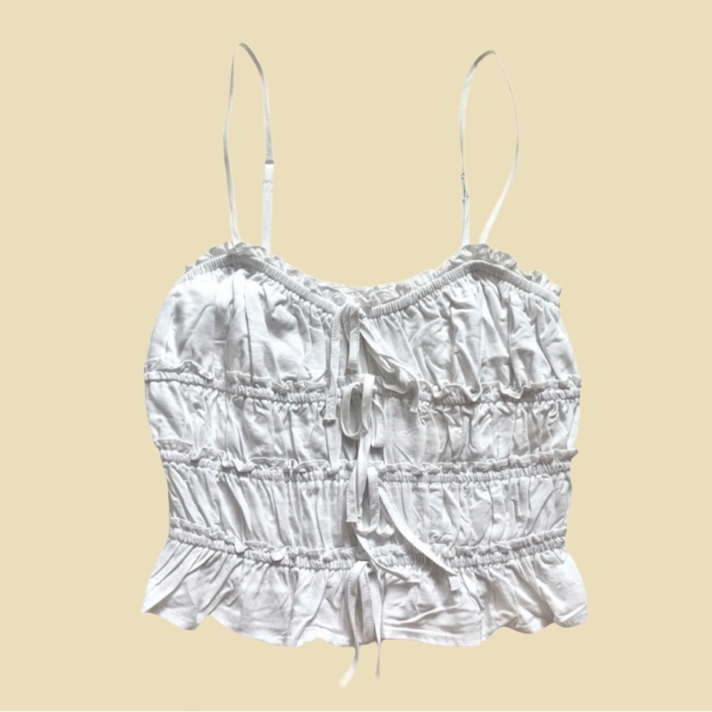 Tic Toc White Riru Ruched White Cami Top